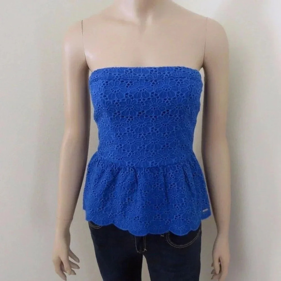 NWT Abercrombie Size Small Strapless Eyelet Top - Picture 1 of 6
